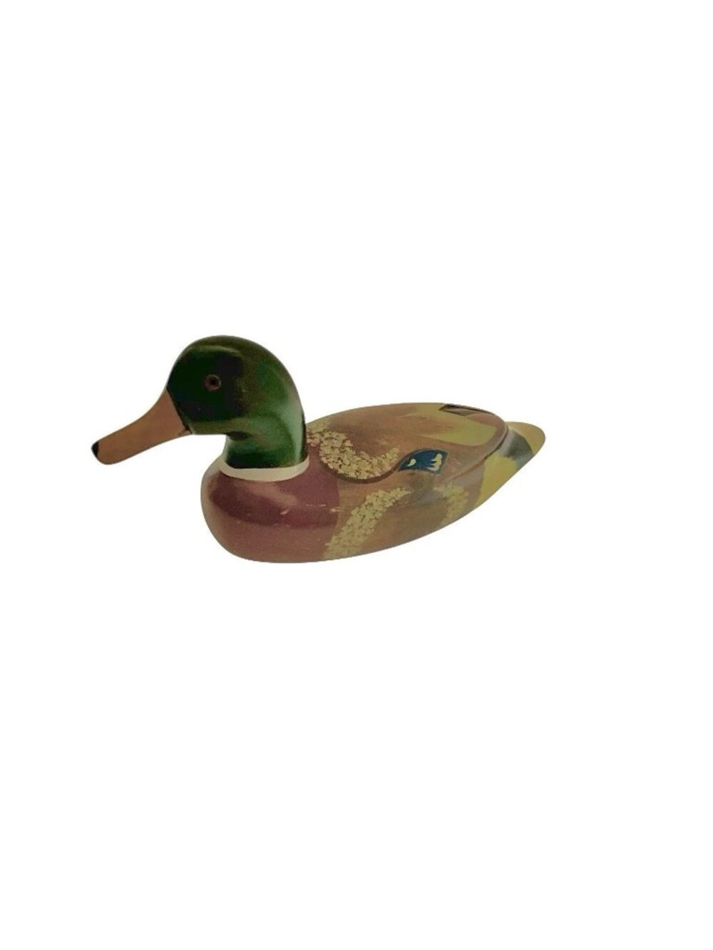 Duck Sculpture Mallard Wood Decoy Vintage Handmade Rustic Cabin Decor